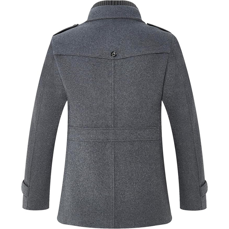 Herren Woll-Peacoat Einreihige Winterjacke und Windjacke